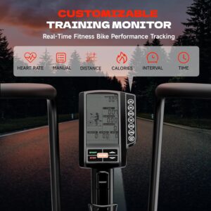 Air Bike, Exercise Bike with Magnetic & Air Resistance Fan Bike, Stationary Bike for Home Cardio Workout, Adjustable Indoor Cycling Bike with APP & Dual Action Handlebars, 350lb Capacity