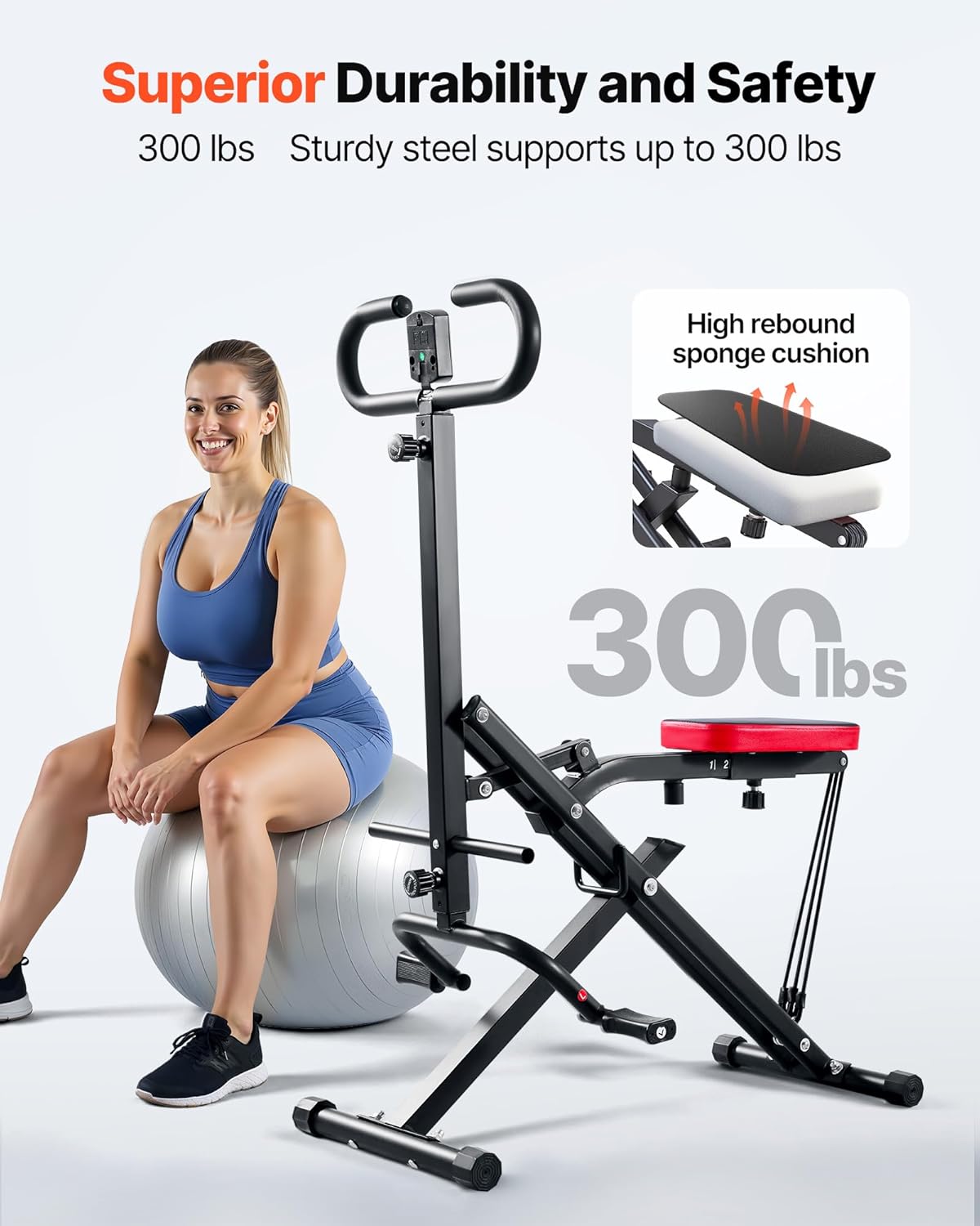 VEVOR Squat Machine, Deep Squat Rowing Machine for Home, Easy Setup & Foldable Exercise Equipment, Glute Trainer Machine with 3 High-Strength Resistance Bands, Glutes & Leg Home Workout Machine - Image 3