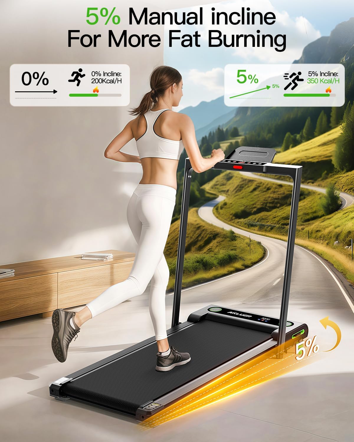 Akluer Walking Pad Treadmill, 330lbs Capacity, Compact Walking Pad, 2.5HP Desk Treadmills, 45dB Silent Operation, Foldable Treadmill with Remote Control, for Home Office - Image 2