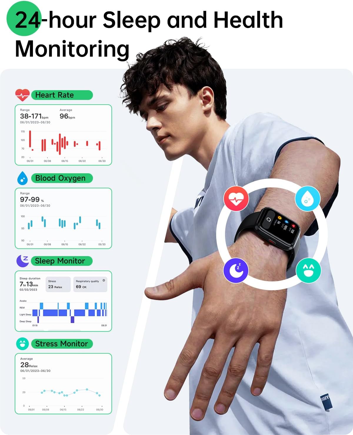 WMK Smart Watches for Men Women, Alexa Built-in,1.83" Display Smartwatch Compatible iPhone/Android (Answer/Make Call), 3ATM Waterproof Fitness Tracker with Heart Rate/SpO2/Sleep Monitor,120+ Sport - Image 3