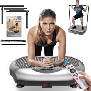 Vibration Plate Exercise Machine – Whole Body Workout Vibration Platform Lymphatic Drainage Machine for Weight Loss Home Fitness with Resistance Bands Remote