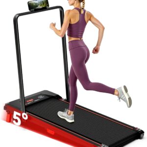 Walking Pad with Handle Bar, XBD Treadmills for Home Office 330lbs Capacity,2.5 HP Foldable Walking Pad with Incline, Running Machine with Remote Control & LED Display