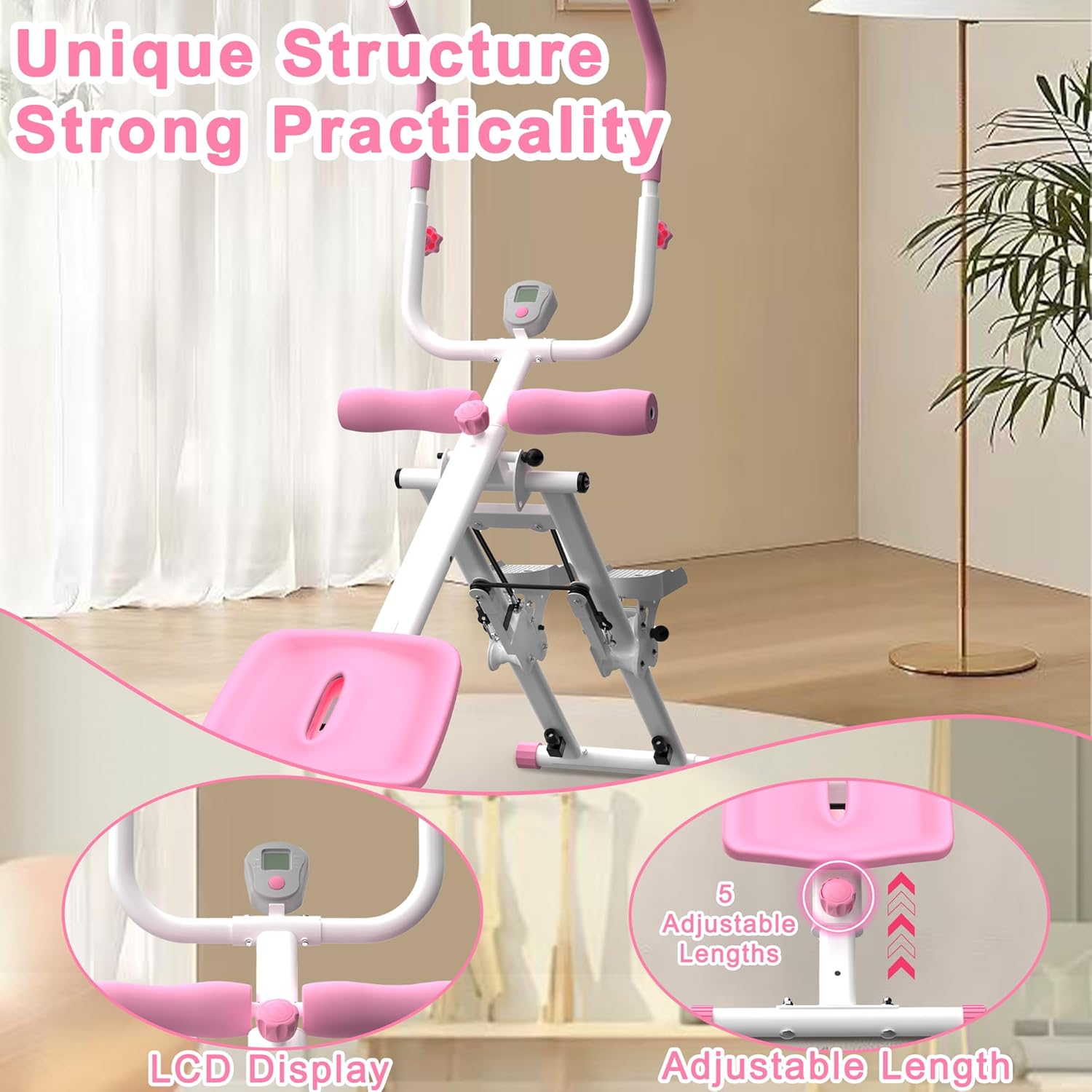 2 in 1 Stair Stepper And Ab Workout Machine, Stepper Machine with Adjustable Handlebar, Vertical Climber Workout Equipment for Home Gym, Core and Glute Workouts Equipment for Women - Image 6