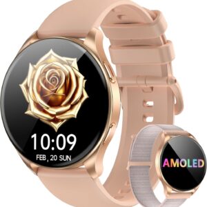 Blackview Smart Watch for Women(Make/Answer Calls), 1.43”AMOLED Touchscreen Fitness Tracker with 100+ Sports Modes, Heart Rate/SpO2/Sleep Monitor/2 Straps, Smartwatch for iPhone & Android