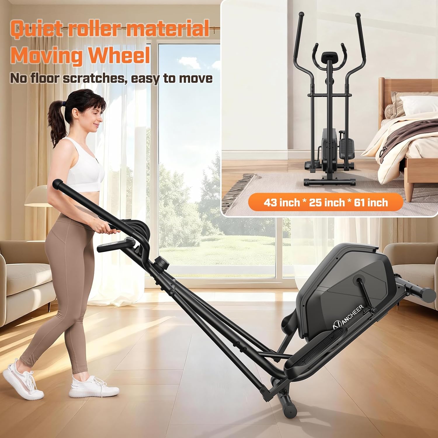 ANCHEER Elliptical Machine, Elliptical Exercise Machine for Home with Ultra-Quiet Magnetic System, Elliptical Trainer with 14 Resistance Levels&15IN Stride,Max 400LBS Loading Capacity - Image 7