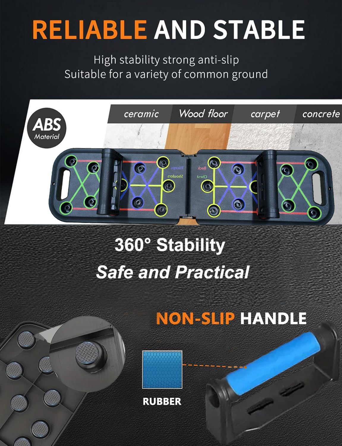 12-In-1 Push Up Board,Portable Pushup Bars for Men, Muscle Max Press Up Boards,Foldable Gym Home Exercise Board,Multi-function Push-Up Stand,Home Workout Equipment with Resistance Bands - Image 2