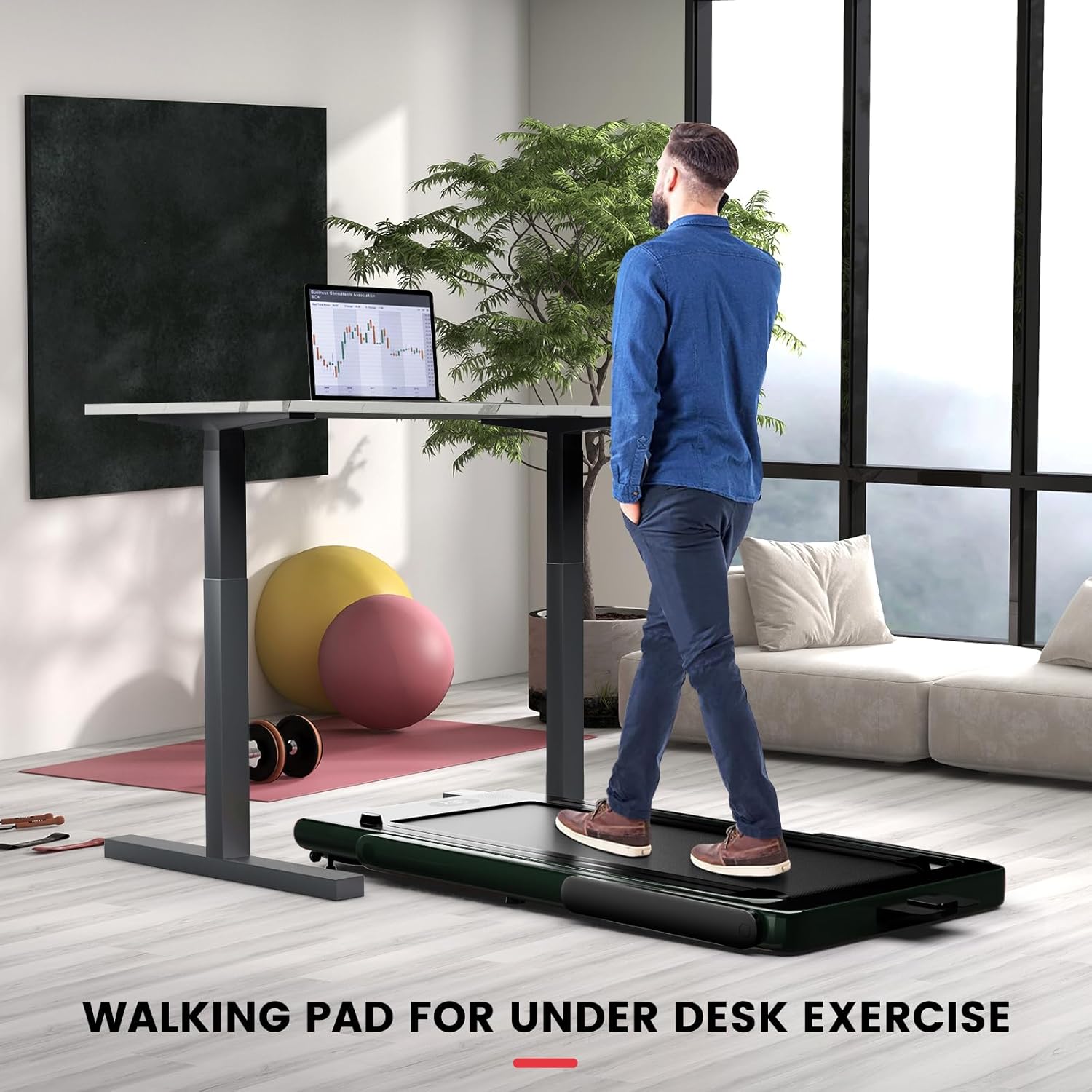GYMAX Walking Pad, Dual LED Display Free Installation Running Machine w/Smart App/Remote Control & Bluetooth Speaker, 2 in 1 Foldable Portable Under Desk Treadmill for Small Space Home Office - Image 9
