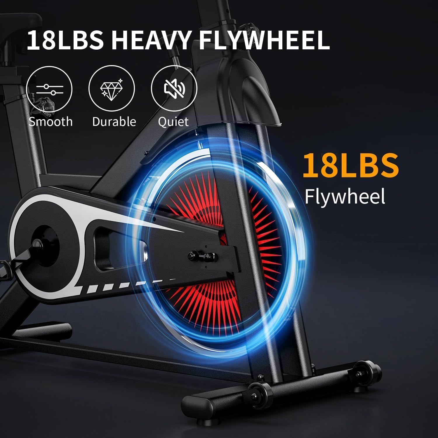 Exercise Bike,Adjustable Resistance Indoor Cycling Bike for Home Exercise - Stationary Bike with Smartphone Holder, LCD Display & Heart Rate Monitor - Image 3