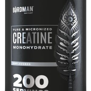 BIRDMAN Micronized Creatine Monohydrate Powder, Muscle Recovery, Caffeine Free, Creatine Pre Workout, Vegan, Post Workout, Gluten Free, Sugar Free | 200 Servings (5 Grams Each) | 2.2lb.