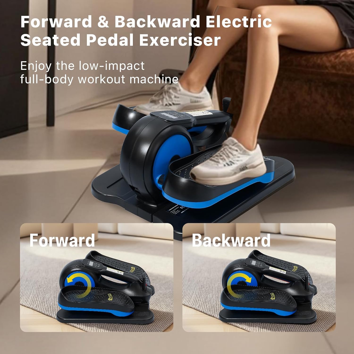 Under Desk Elliptical Machine,Electric Ellipse Leg Exerciser as See on TV with Remote Control,12 Level Speeds Seated Pedal Exerciser for Seniors Adults, Manual & Auto Mode - Image 4