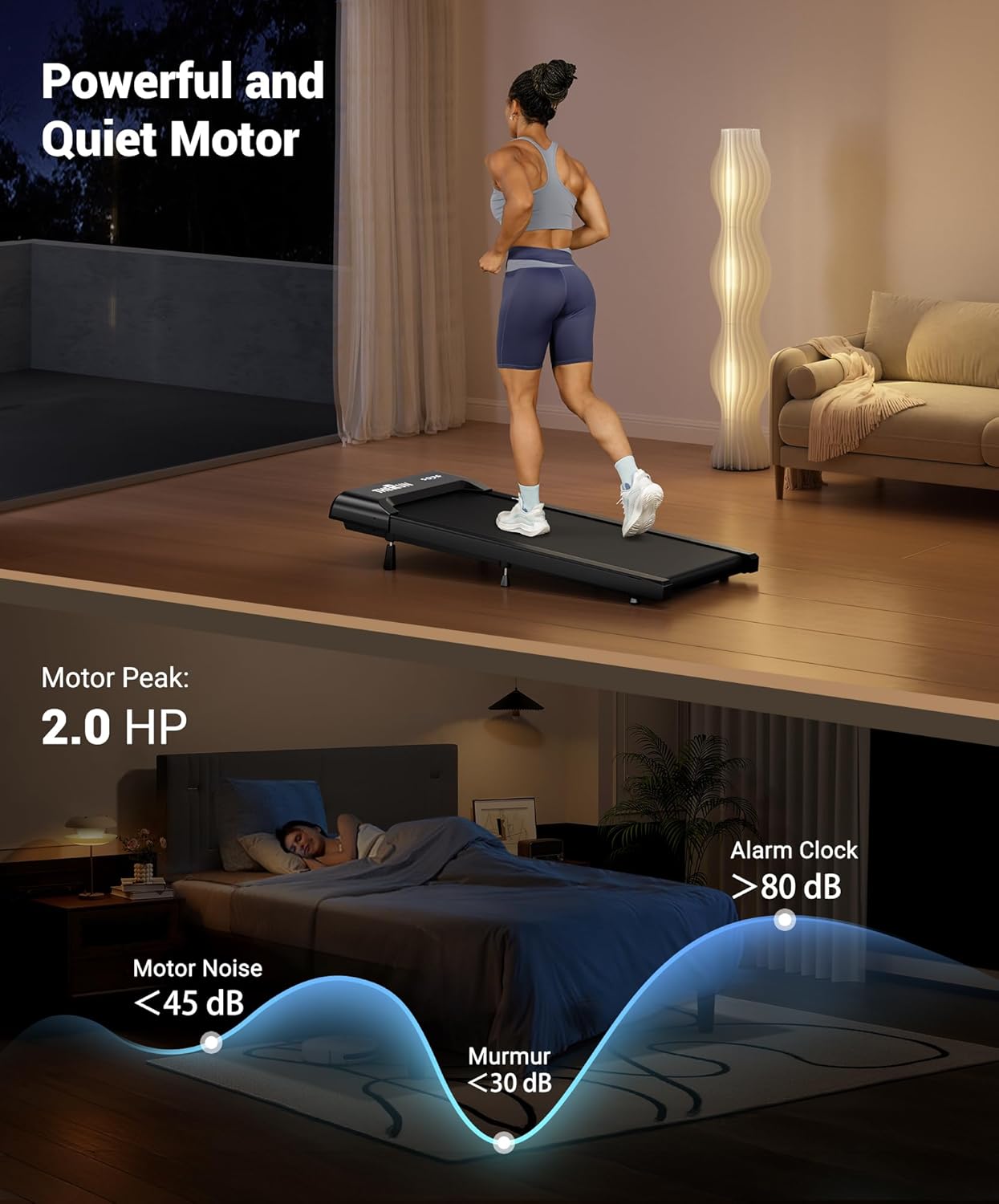 THERUN Walking Pad Treadmill Under Desk, Portable Mini Treadmill for Home/Office, Walking Pad Machine with 2.5HP and 265 lbs Weight Capacity Remote Control LED Display - Image 6