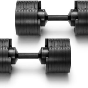 NÜOBELL® Adjustable Dumbbell Set, 5-50 LB or 5-80 LB, Easy Twist 2024-25 Model, All-In-One Weights Set (Pair) for Home, Original Manufacturer