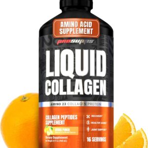 PROSUPPS Amino23 Liquid Collagen Shots, Citrus Punch – Collagen Peptide Post Workout Supplement Supports Healthy Aging, Joints, Skin & Hair – Gluten-Free & Zero Sugar – 16 Servings