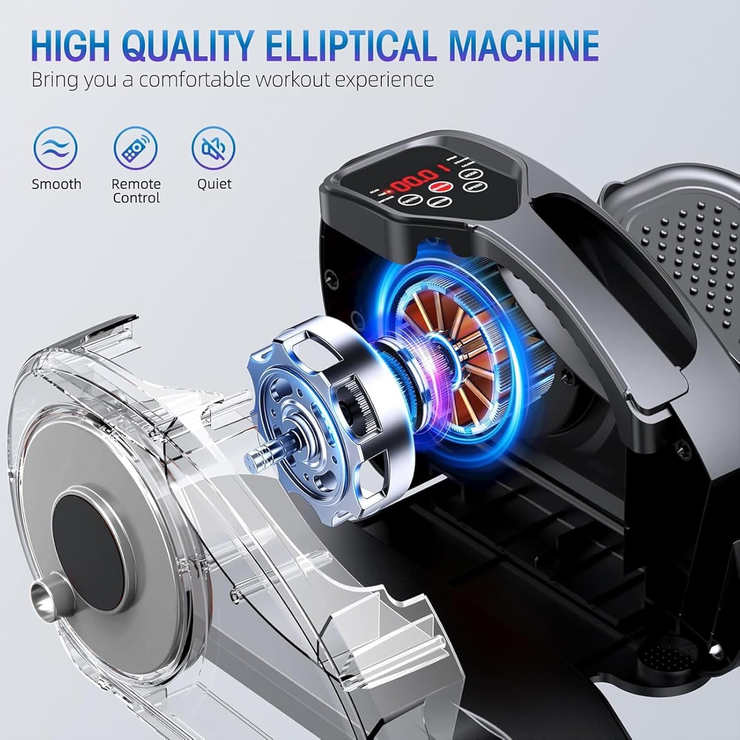 Under Desk Elliptical, Electric Foot Pedal Exerciser, Fully Assembled Seated Elliptical, Compact Portable Elliptical Machine Trainer with Remote Control, Mini Elliptical Leg Exerciser for Home - Image 2
