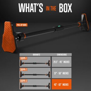 SQUATZ Adjustable Pull-Up & Chin-Up Bar – Door Frame Pullup & Doorway No-Screw, No-Damage Hanging Bar for Home Strength Training Exercise Equipment for Men and Women