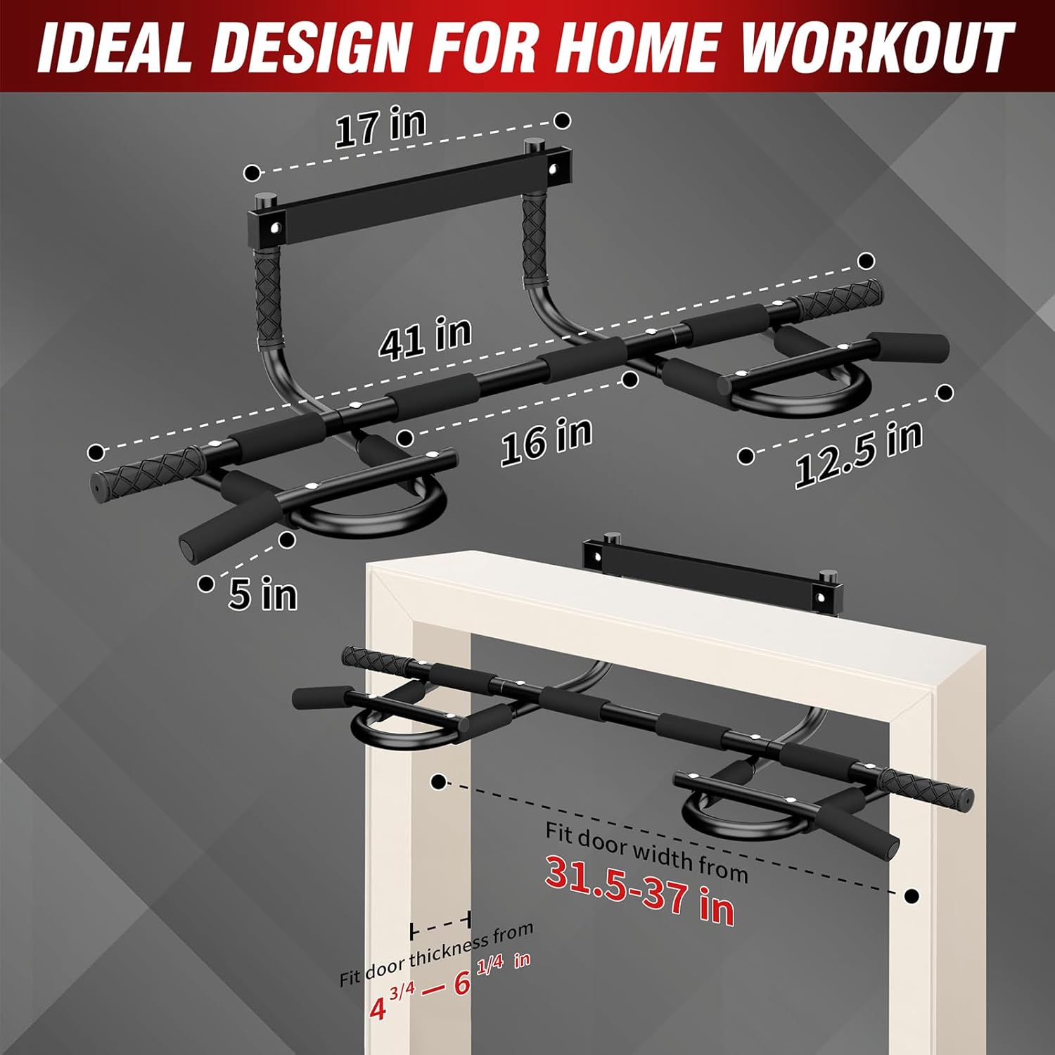 TOPOKO Upgrade Pull Up Bar for Doorway - Max Capacity 440 lbs, Portable Upper Body Workout Bar for Strength Training - Image 2