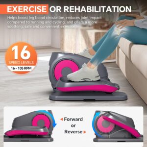 16 Levels Speed Under Desk Elliptical Machine, Electric Ellipse Leg Exerciser Pro As Seen On TV, Forward & Reverse Direction,Quiet and Fully Assembled, Upgraded Manual Safety Power Switch