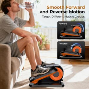 Under Desk Elliptical Machine – Electric Ellipse Leg Exerciser with 3 Auto Modes, 12 Speed Levels & 30-Min Timer, Forward/Reverse Motion – Quiet Portable Seated Pedal Exerciser for Home Office