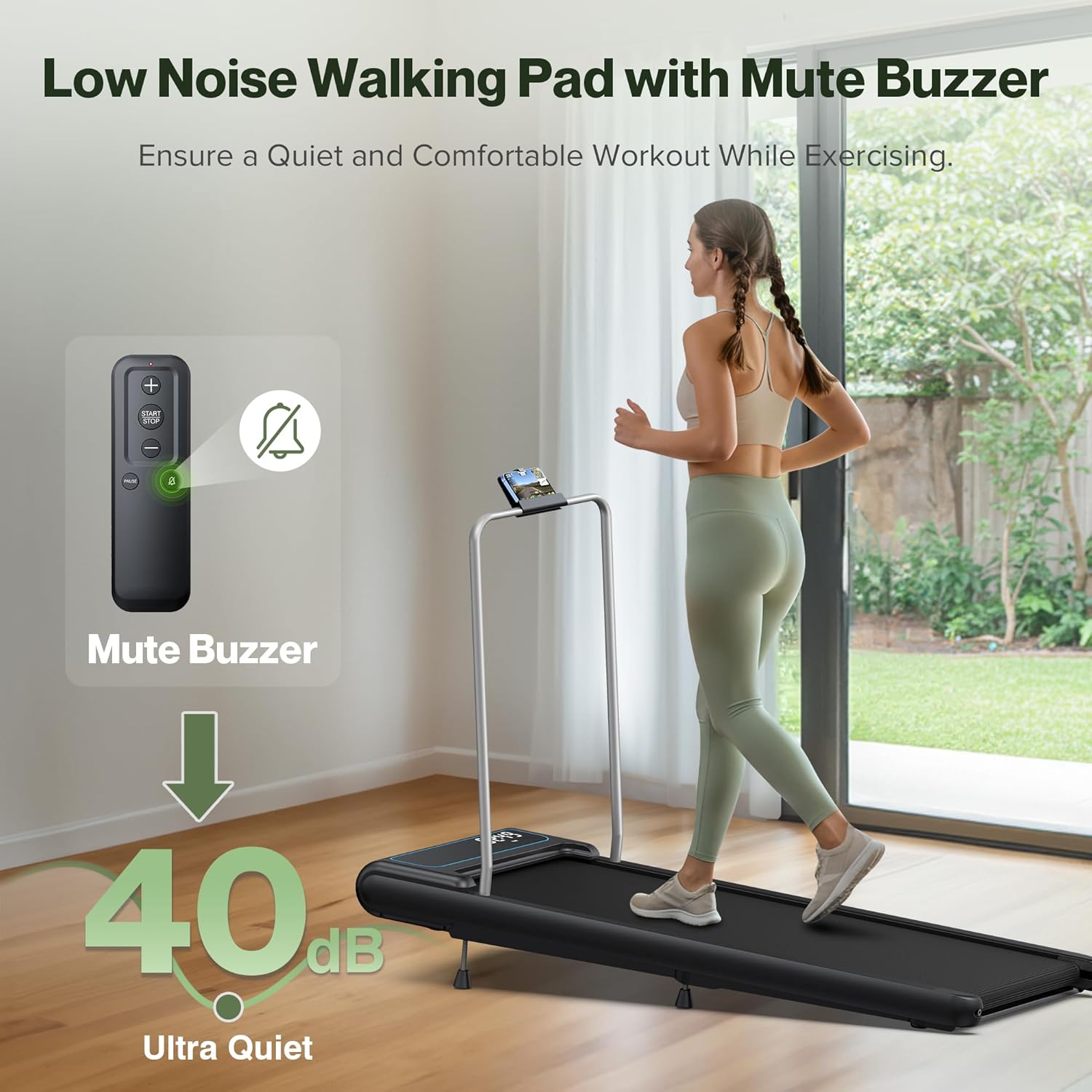 COZYINN 10% Incline Walking Pad, 2 in 1 Foldable Walking Pad Treadmills for Home and Office, 3.0 HP Portable Under Desk Treadmill with Handle Bar, 320 lbs Capacity, APP & Remote Control - Image 7