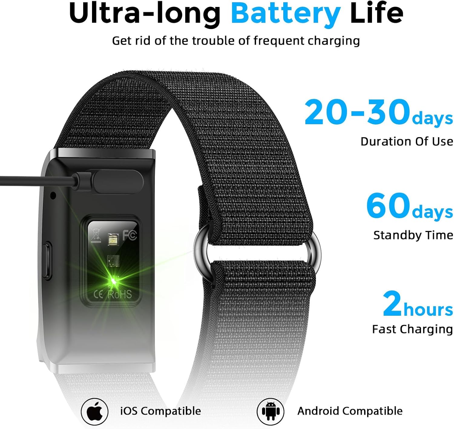 Smart Health Wristband, Bluetooth Connected Wearable Fitness Tracker, 127 Exercise Modes, 1ATM Water Resistant, Tracks Heart Rate/Blood Pressure/SpO2/Sleep/Steps - Image 5