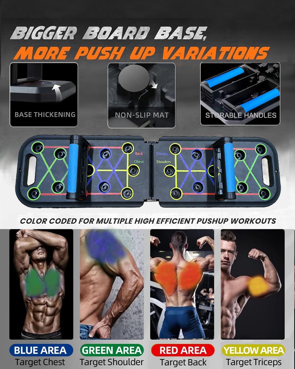 12-In-1 Push Up Board,Portable Pushup Bars for Men, Muscle Max Press Up Boards,Foldable Gym Home Exercise Board,Multi-function Push-Up Stand,Home Workout Equipment with Resistance Bands - Image 3