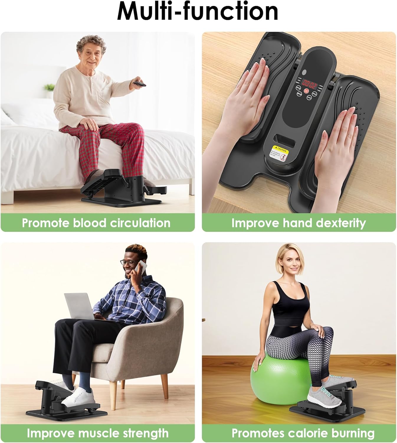 Under Desk Elliptical Machine, Electric Seated Leg Exerciser for Seniors, Adjustable Speed & Low-Impact Design, Quiet Portable Trainer with Remote Control for Home Office - Image 4