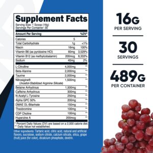 Nutricost Pre-X, Extreme Pre-Workout Powder Complex, Grape, 30 Servings, Vegetarian, Non-GMO and Gluten Free