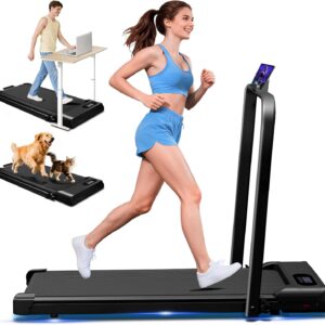 Walking Pad with Handle Bar, 2.5HP Walking Pad Treadmill, 3 in 1 Portable Under Desk Treadmills for Home Small Space, Foldable Folding Home Treadmill with Remote Control, 320LBS Capacity