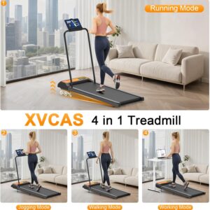 Walking Treadmill Pad with Incline and Handle Bar, Silent and Foldable Fitness Equipment, Treadmill with 4-in-1 Modes, Easy Assembly, Portable Home Gym Equipment (Yellow)