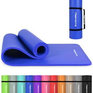 Yoga Mat Premium Non Slip Thick – Extra Comfortable Exercise Mat for Home Workouts, Pilates, Stretching & Gym – Cushioned NBR Foam, Gym Mat with Strap, for Women & Men