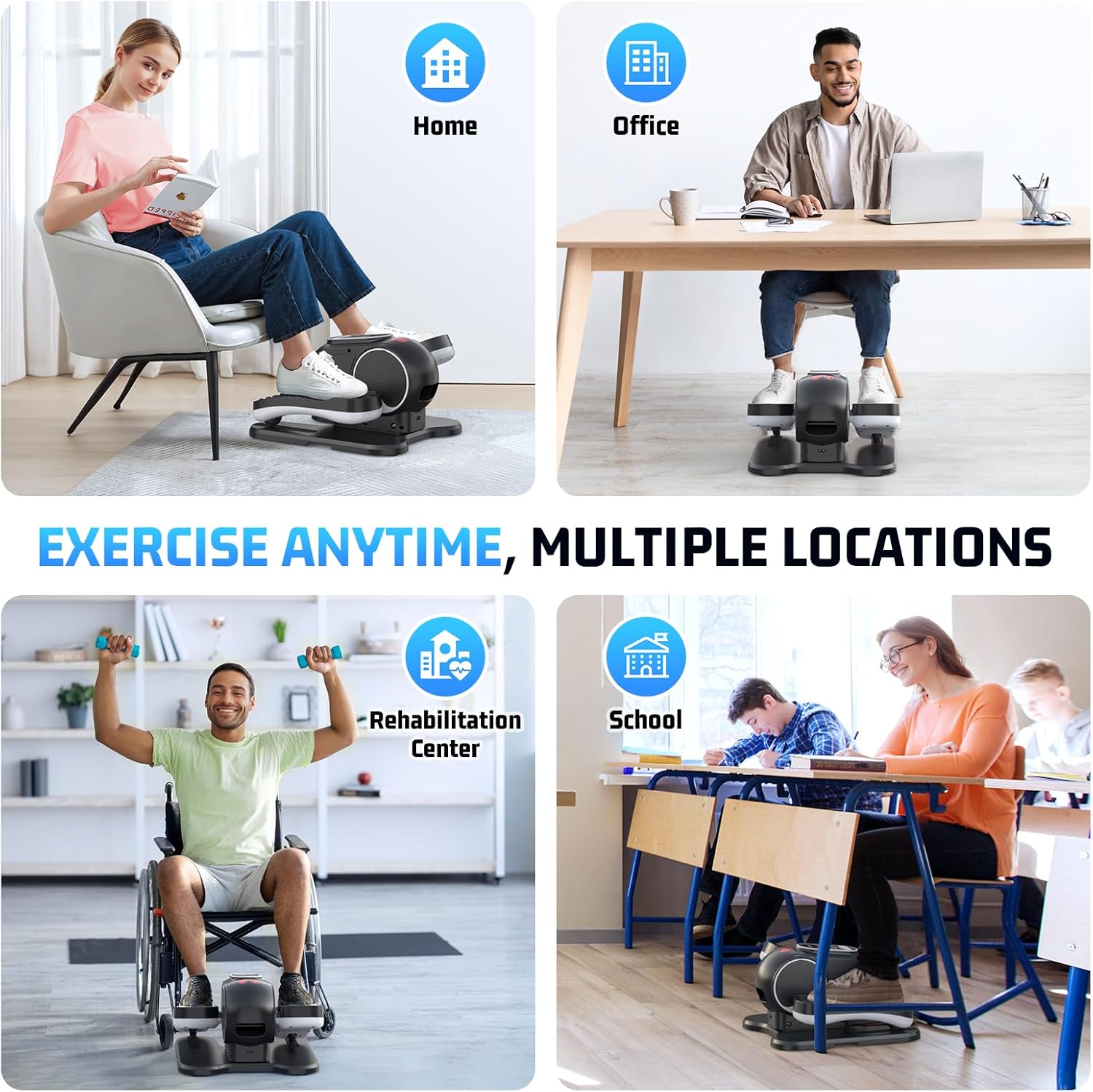 ANCHEER Under Desk Elliptical, 24-in-1 (12 Auto & 12 Manual) Elliptical Machine with Wireless Remote&Dual-Direction, Quiet Compact Leg Exerciser for Home Office - Image 5
