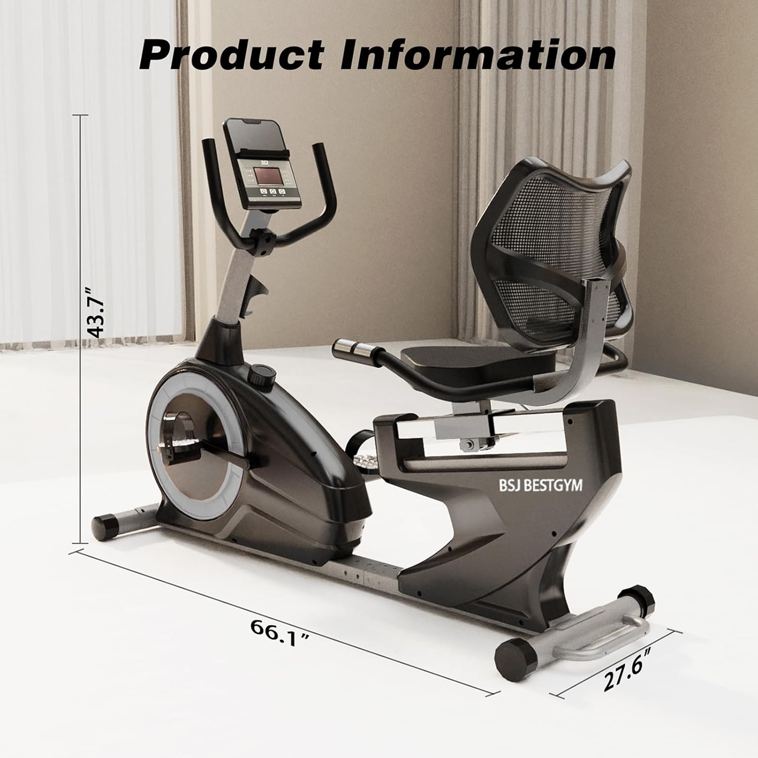 Recumbent Exercise Bike, Recumbent Stationary Bike for Home, Recumbent Bike 350LBS Weight Capacity, Magnetic Recumbent Bike with Smart APP, LCD Monitor, Heart Rate Handle - Image 9