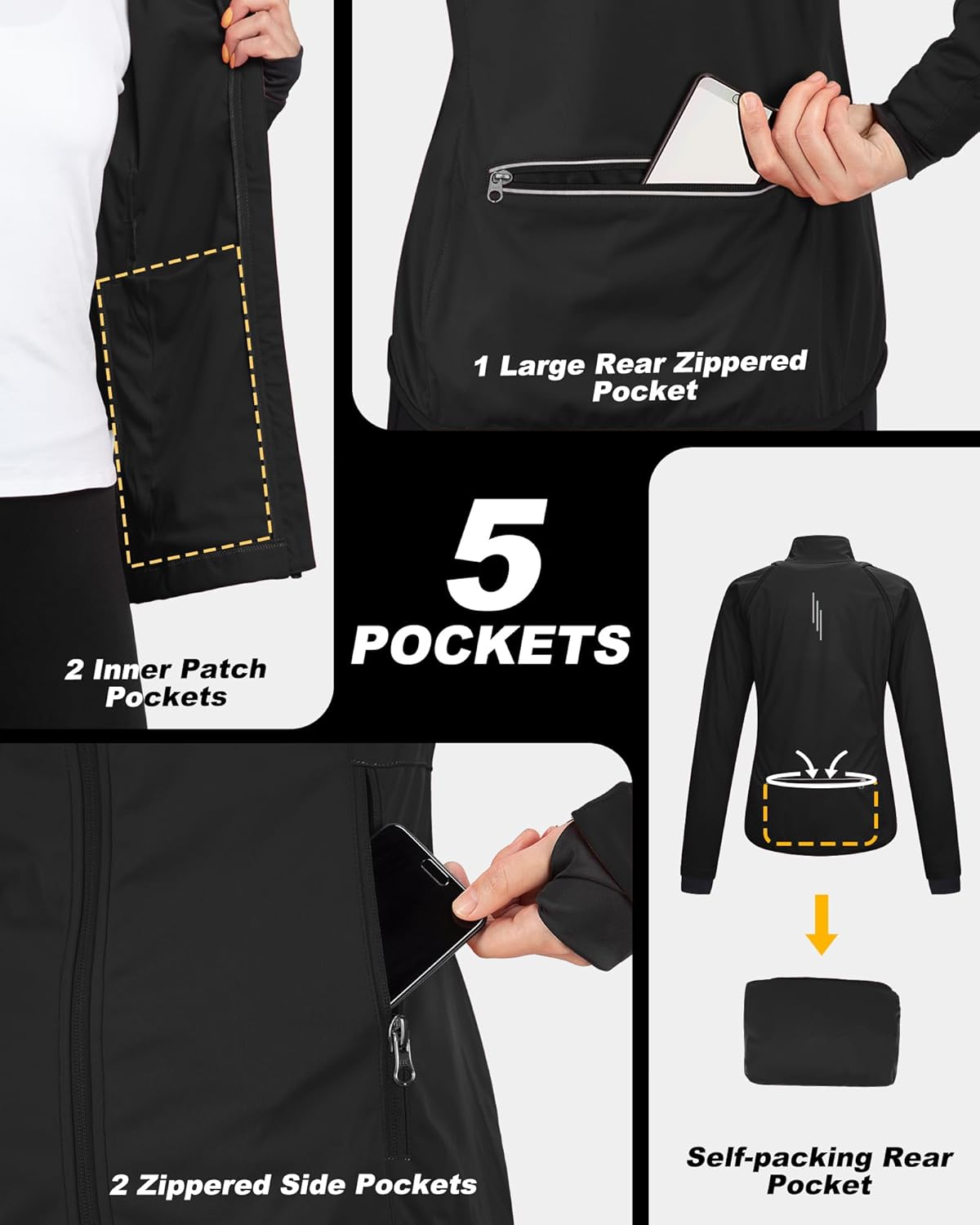 33,000ft Women's Zip Up Lightweight Athletic Workout Yoga Cycling Track Running Jacket Waterproof Windproof Reflective - Image 3