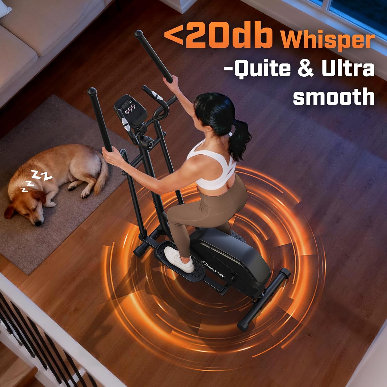 ANCHEER Elliptical Machine, Elliptical Exercise Machine for Home with Ultra-Quiet Magnetic System, Elliptical Trainer with 14 Resistance Levels&15IN Stride,Max 400LBS Loading Capacity - Image 5
