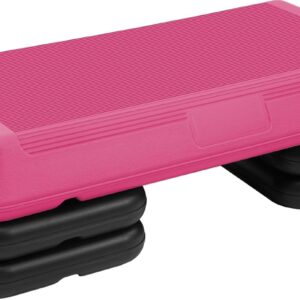 Fitvids Step Aerobic Platform, Exercise Step with 5 levels Adjustable Height, 4 Stackable Risers, Fitness Training Workout Stepper for Home Gym, Cardio Strength, Multiple Options