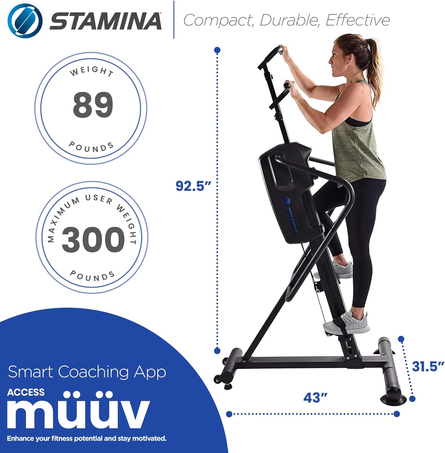 Stamina Products Cardio Climber Home Workout Fitness Exercise Machine with Smart Coaching, LCD Monitor, And Wheels for Easy Storage - Image 3