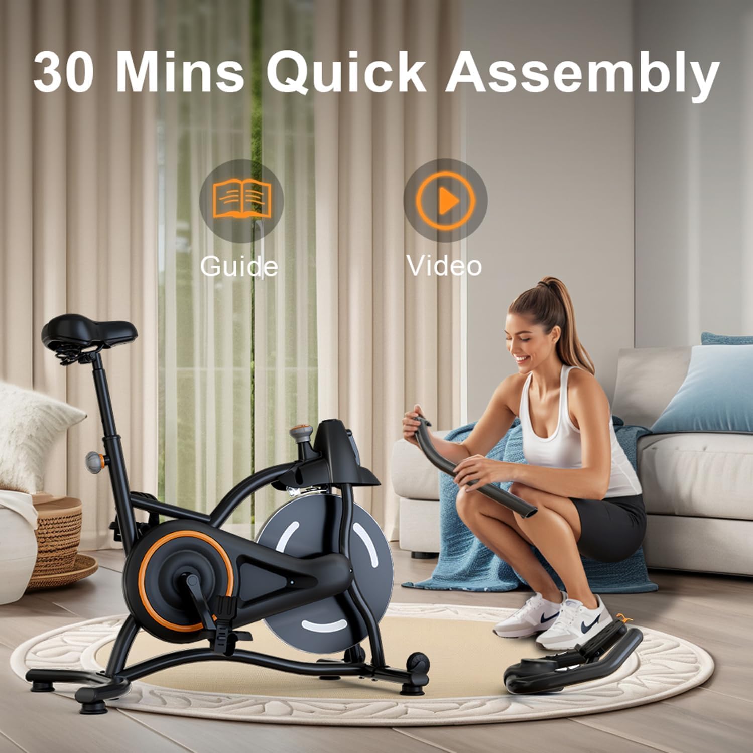 Indoor Cycling Bike, Silent Belt Drive, Heavy Flywheel, Digital Display, Home Gym Cardio Workout Training - Image 6