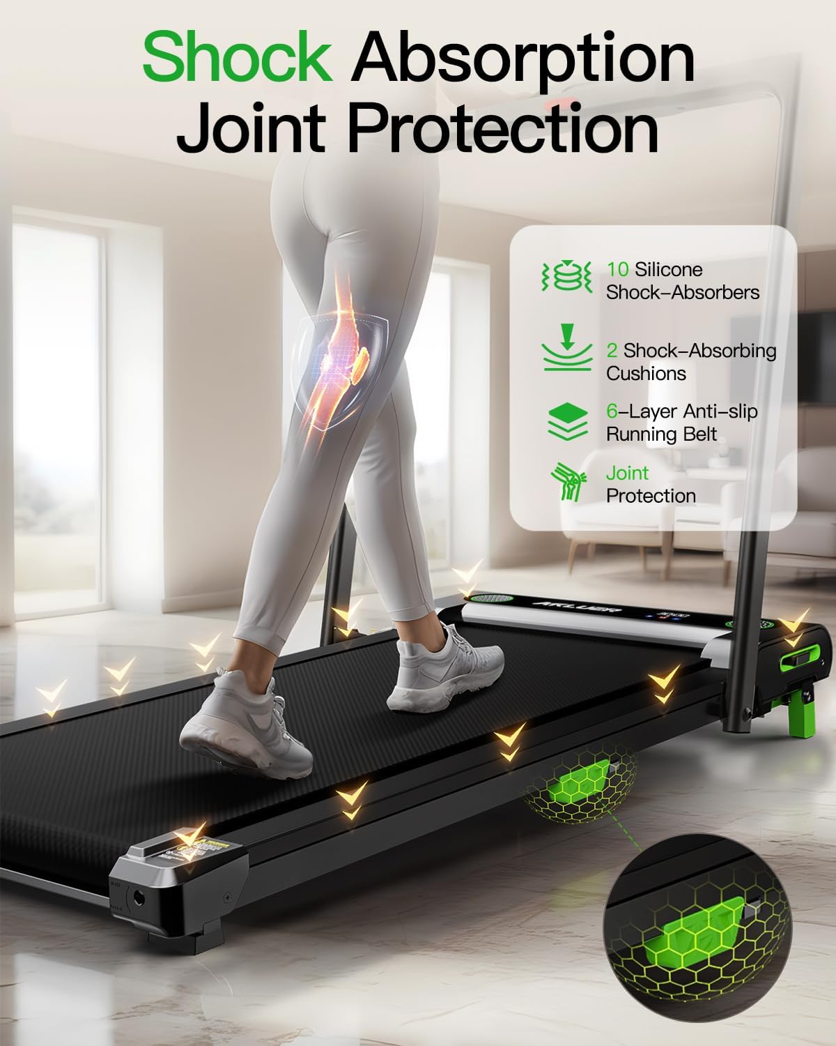 Akluer Walking Pad Treadmill, 330lbs Capacity, Compact Walking Pad, 2.5HP Desk Treadmills, 45dB Silent Operation, Foldable Treadmill with Remote Control, for Home Office - Image 6