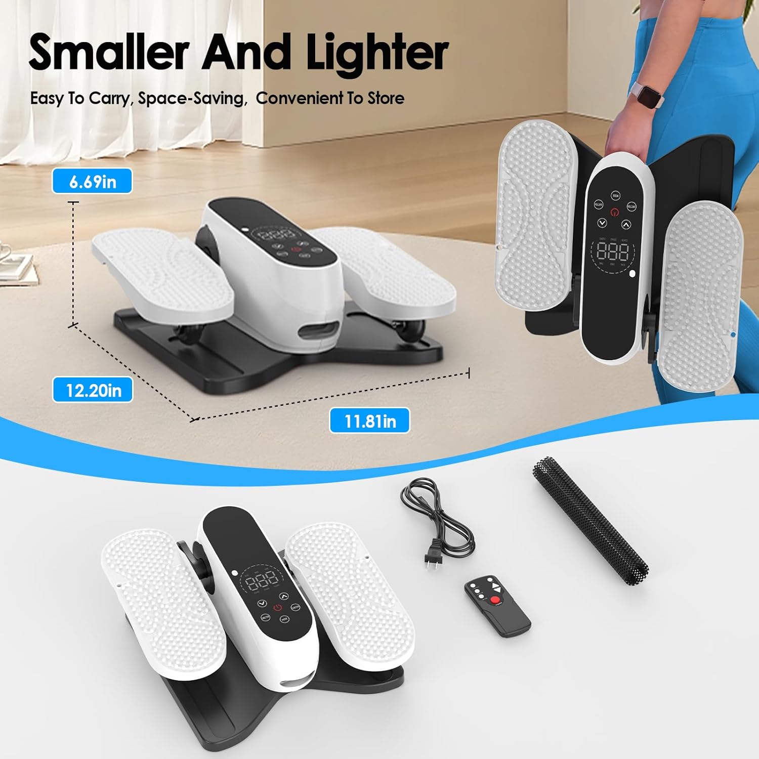 Under Desk Elliptical Machine, Electric Leg Exerciser for Seniors with 12 Speeds & Large LCD Display, Easy to Read & Use, Quiet Portable Seated Pedal Exerciser for Home Office - Image 6