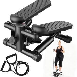 Stair Stepper with Resistance Bands for Home Exercise, Mini Stepper Machine for Indoor Fitness, Portable Home Gym Stepper for Full Body Workout, 300LBS Capacity