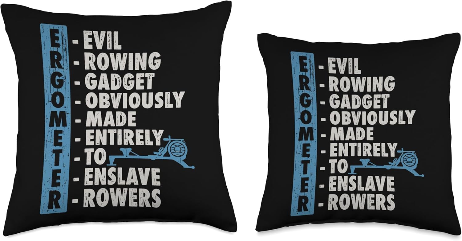 Ergometer Rowing Exercise Machine Erg Crew Rower Coxswain Throw Pillow - Image 3