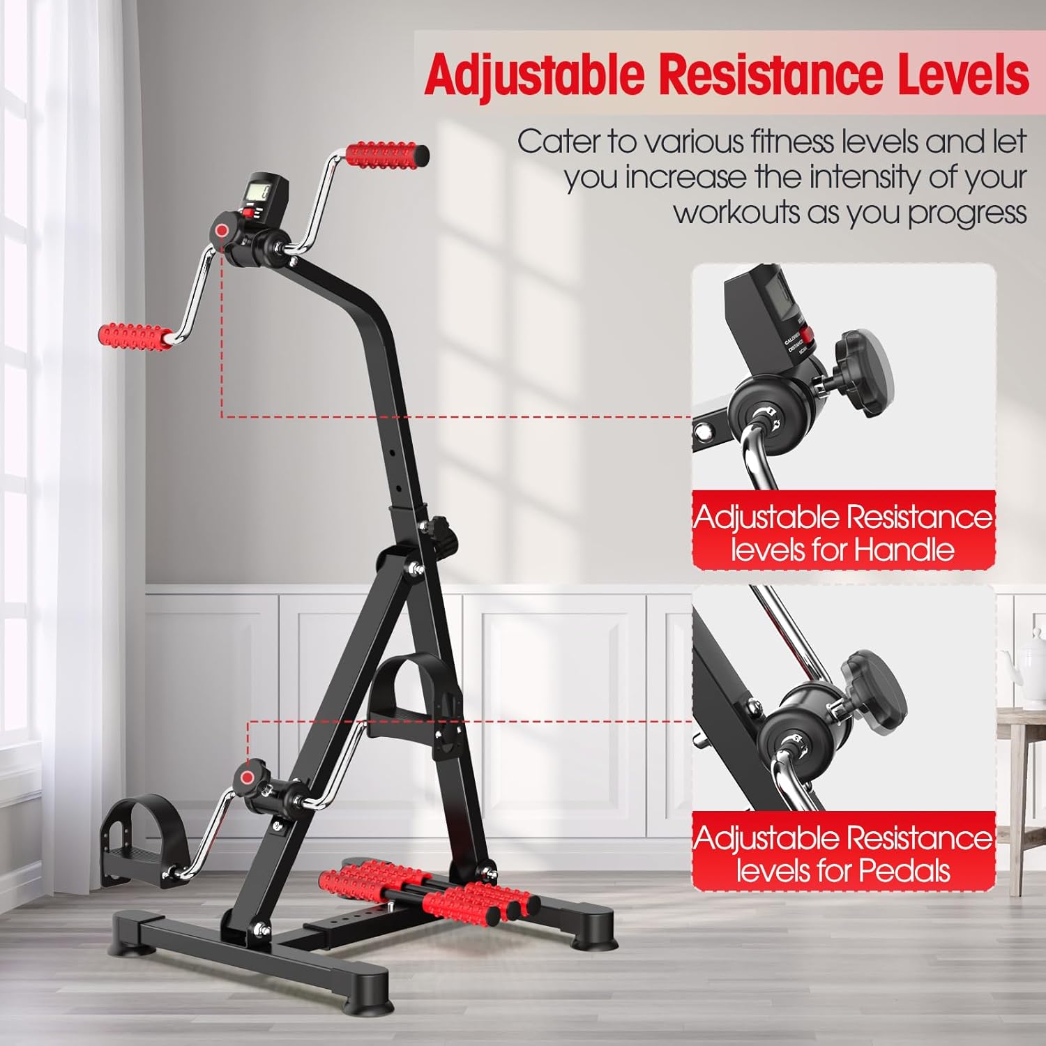 Adjustable Arm Leg Knee Pedal Exerciser for Seniors, Stroke Therapy Equipment for Adults, Portable Home Gym Equipment Mini Exercise Bike Great Gift for Elderly Rehab - Image 7