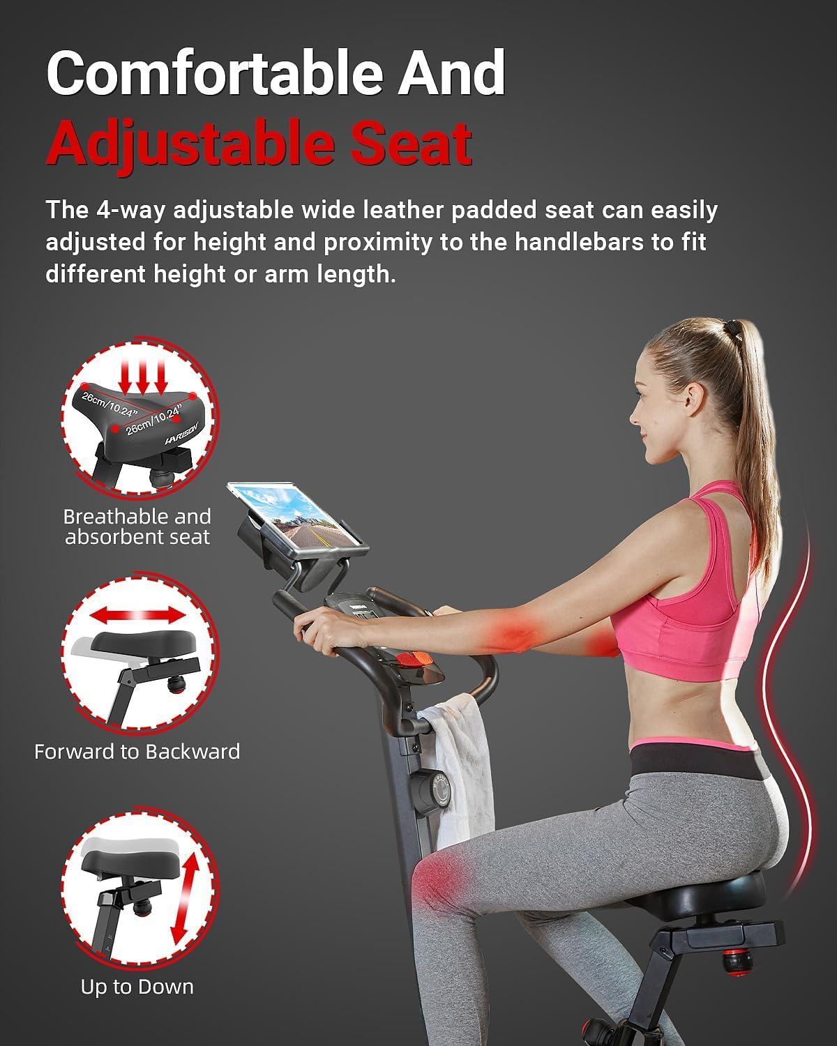 HARISON Exercise Bike for Home - 350lbs Magnetic Resistance Indoor Cycling Bike, Stationary Bikes with 2 in 1 LCD Monitor and Tablet Holder, Smooth & Quiet for Cardio Workout - Image 4