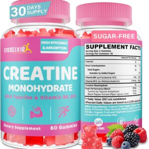 Creatine for Women, Creatine Monohydrate Gummies – No Bloating – Creatine Pre and Post Workout Chewables Supplement with Taurine & B6 – for Recovery, Strength, Energy & Booty, Performance, 60 Counts