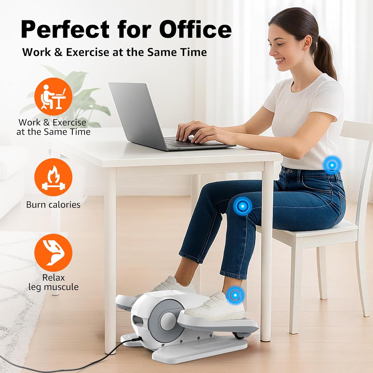 Under Desk Elliptical, Electric Leg Exerciser as Seen on TV for Seniors with 12 Adjustable Speed, Quiet Portable Electric Seated Pedal Exerciser Machine with Remote Control for Home Office - Image 6