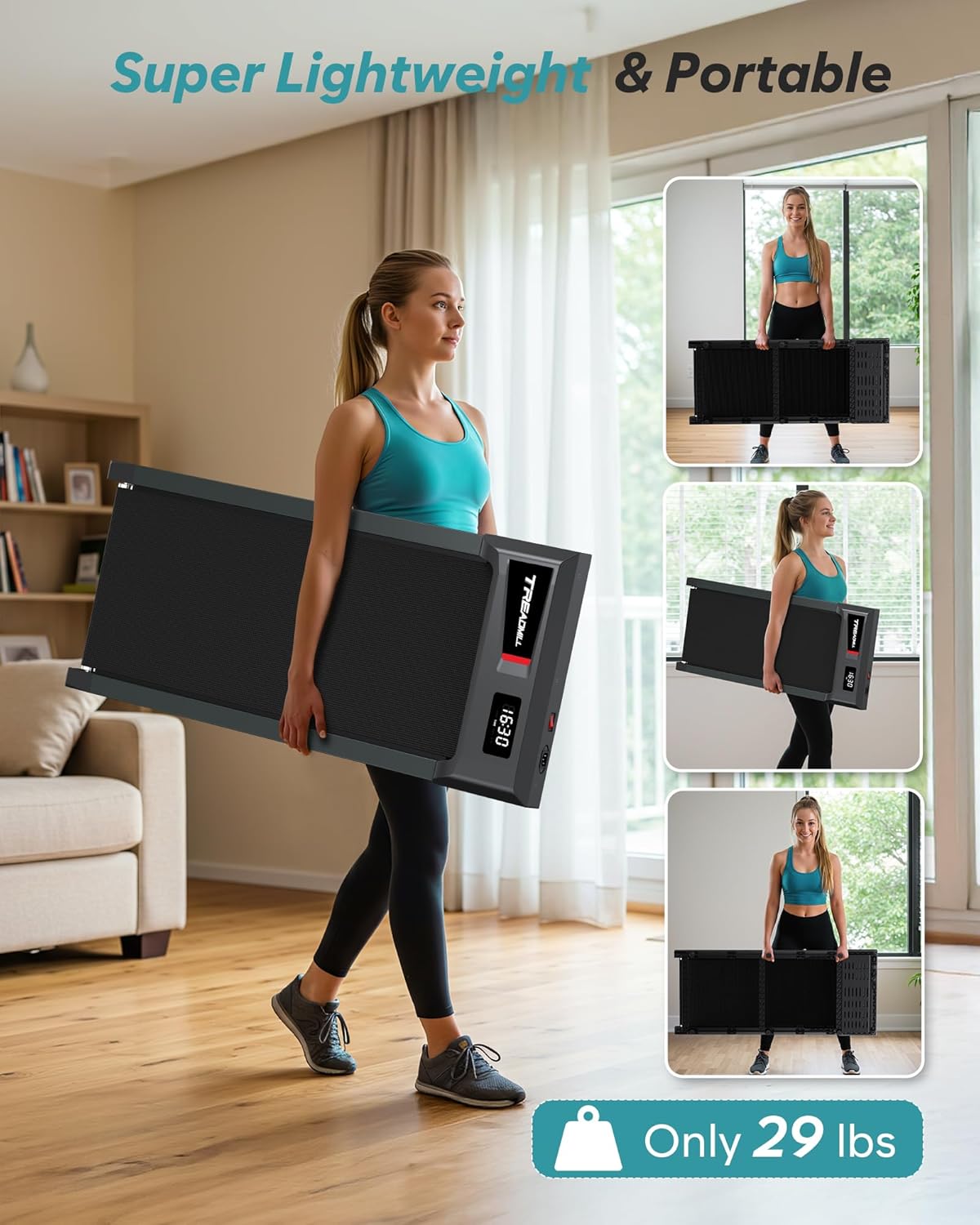 WELLFIT Auto Incline Folding Treadmill - 10% Incline Desk Walking Pad Treadmill with Handlebar, 400 lbs Heavy-Duty Capacity, Space-Saving Quiet Under-Desk Design for Home Office, Seniors & Fitness - Image 7
