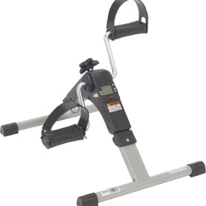 Drive Medical RTL10273 Deluxe Folding Pedal Exerciser with Electronic Display for Legs and Arms, Under Desk Bike Pedal Exerciser, Fully Assembled, No Tools Required, Black
