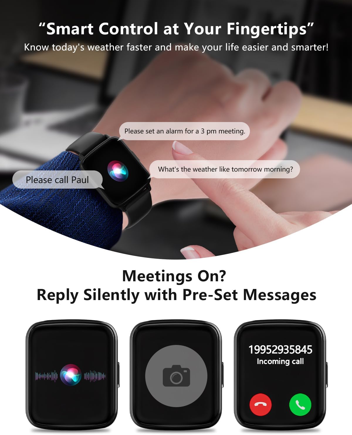Smart Watches for Men Women Fitness - Fitness Tracker with Monitor iP68 Waterproof 100+ Sport Mode Activity Trackers Compatible iPhone Android Phones - Image 5