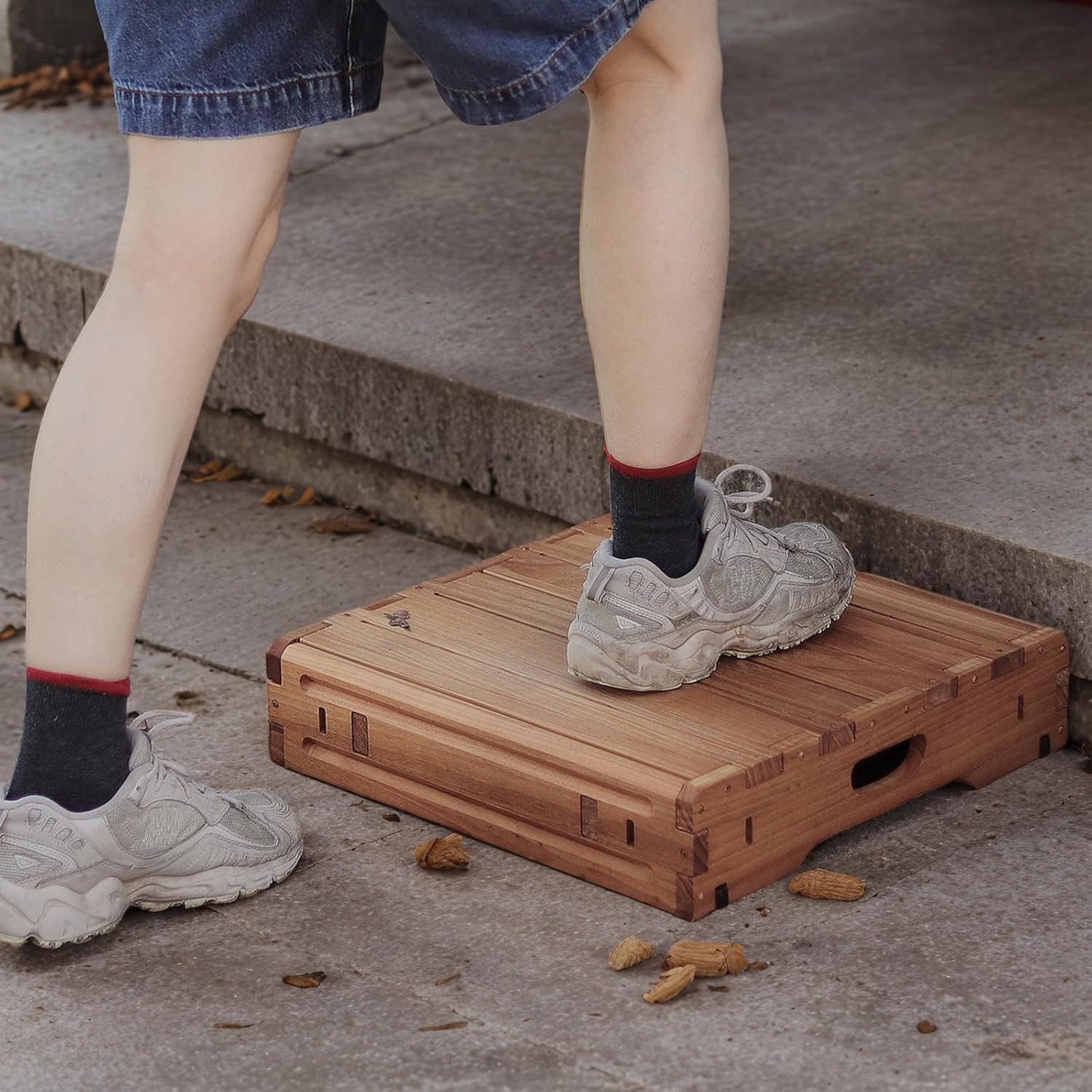 Wooden Platform 3.7" Height.One Step Stool Larger 31.5" for Adults&Senior. Carbonization Porch Step,Stair Assist Indoor&Outdoor,Bedside Foot Stepper,Mobility Stepping.for Handicap,Elderly,Kids - Image 6