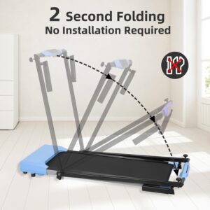 Compact Foldable Electric Treadmill for Home Office, 300lbs Compact Running Treadmill for Small Spaces, Lightweight Folding Treadmills with Handle, Apartment Size ， 2.5HP